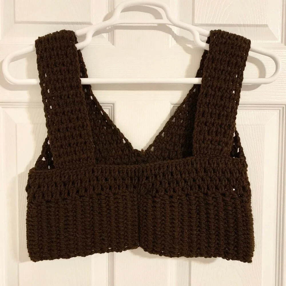 HANDMADE CROCHET BROWN CROP TOP